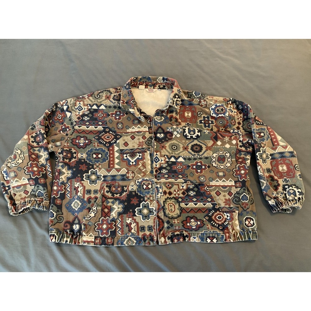 Vintage Gotcha Covered Jacket Womens 1X‎ Multicolor Southwestern Cotton USA 90s
